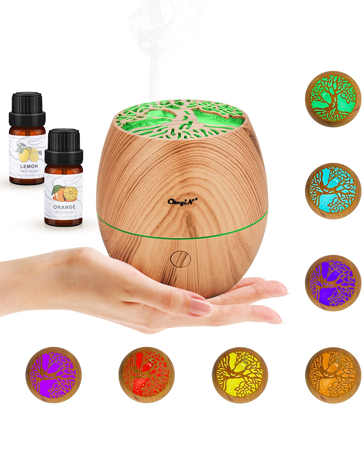 ckeyin-aroma-diffuser-120-ml-holzoptik-set-mit-2-therischen-len-und-7-farben-lic image 3